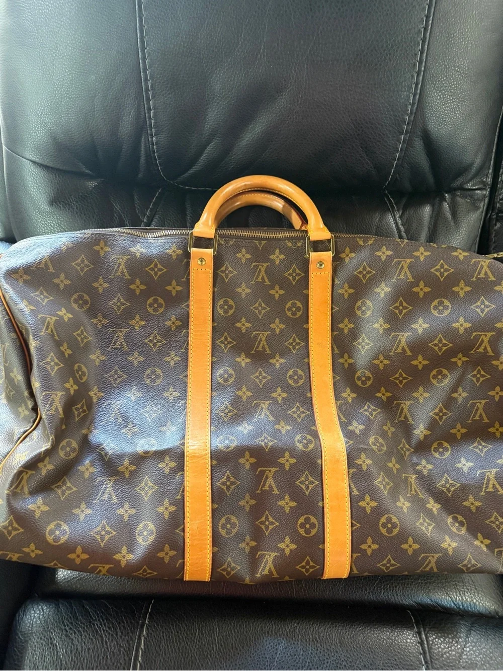 Louis Vuitton Monogram Canvas Travel Duffel in Brown and Tan