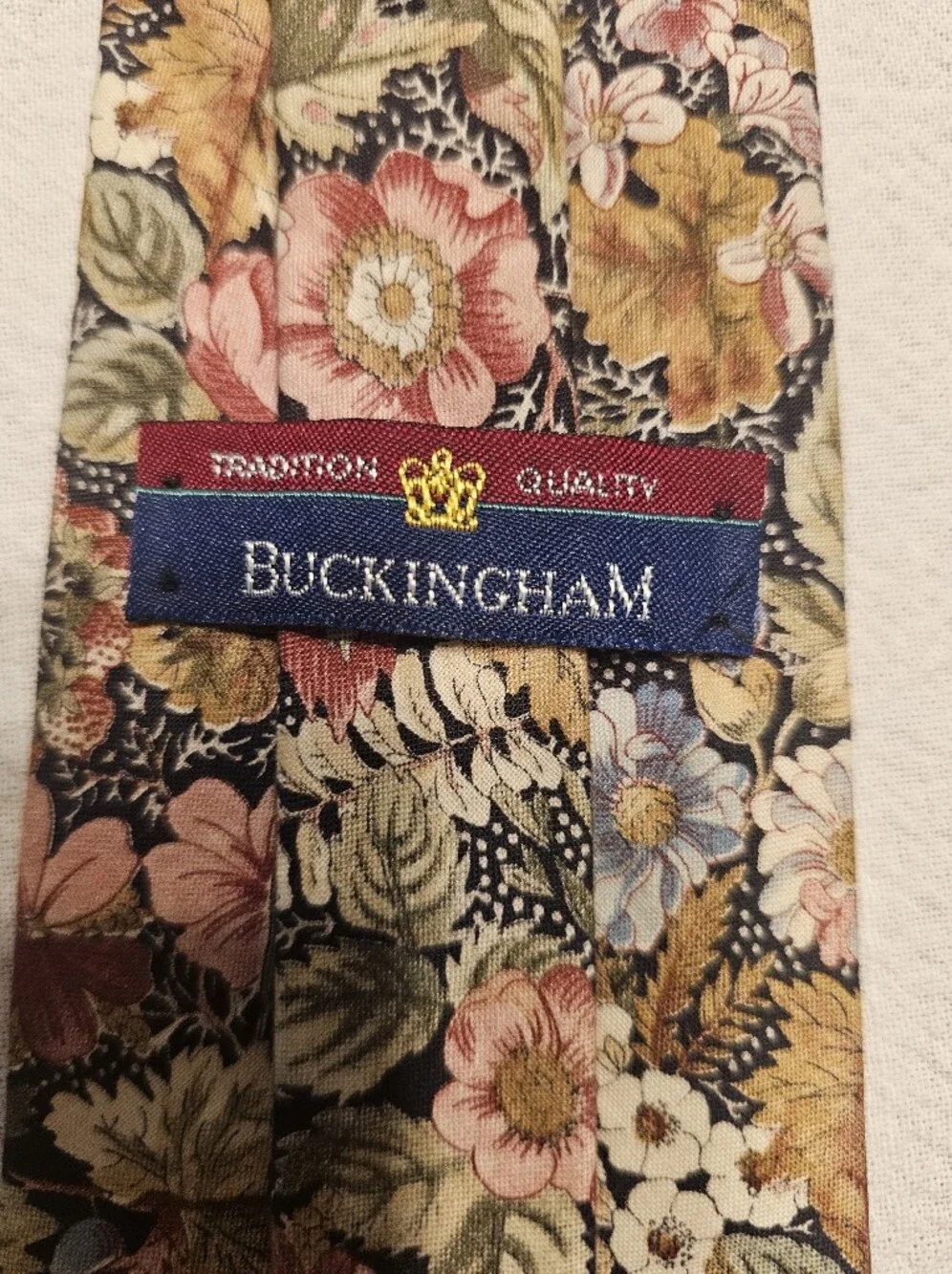 Buckingham 100% Cotton Floral Tie Necktie Statement Pink Brown