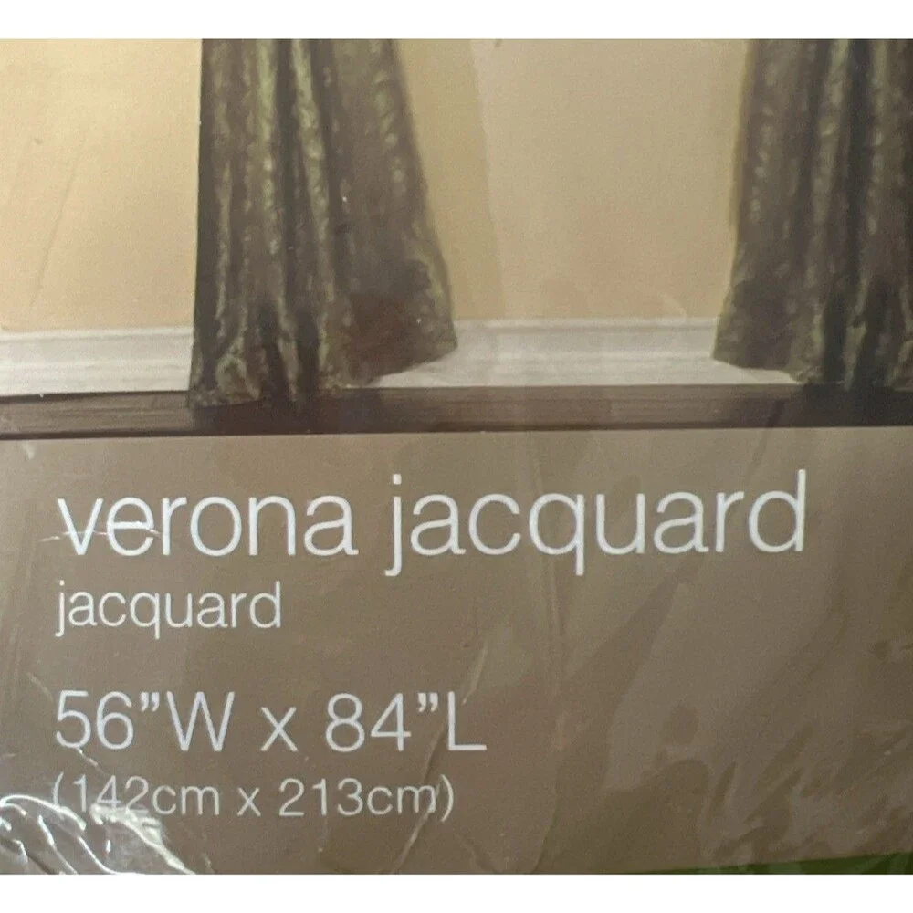 Vintage Verona Jacquard 5 Piece Curtains Green Mist Window Decor 56 x 84 New