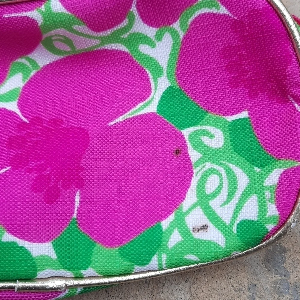 Lilly Pulitzer x Estee Lauder pink floral makeup bag