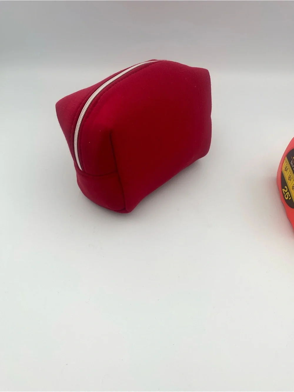 Christian Dior Red Velvet Zip Pouch with Silver Hardware