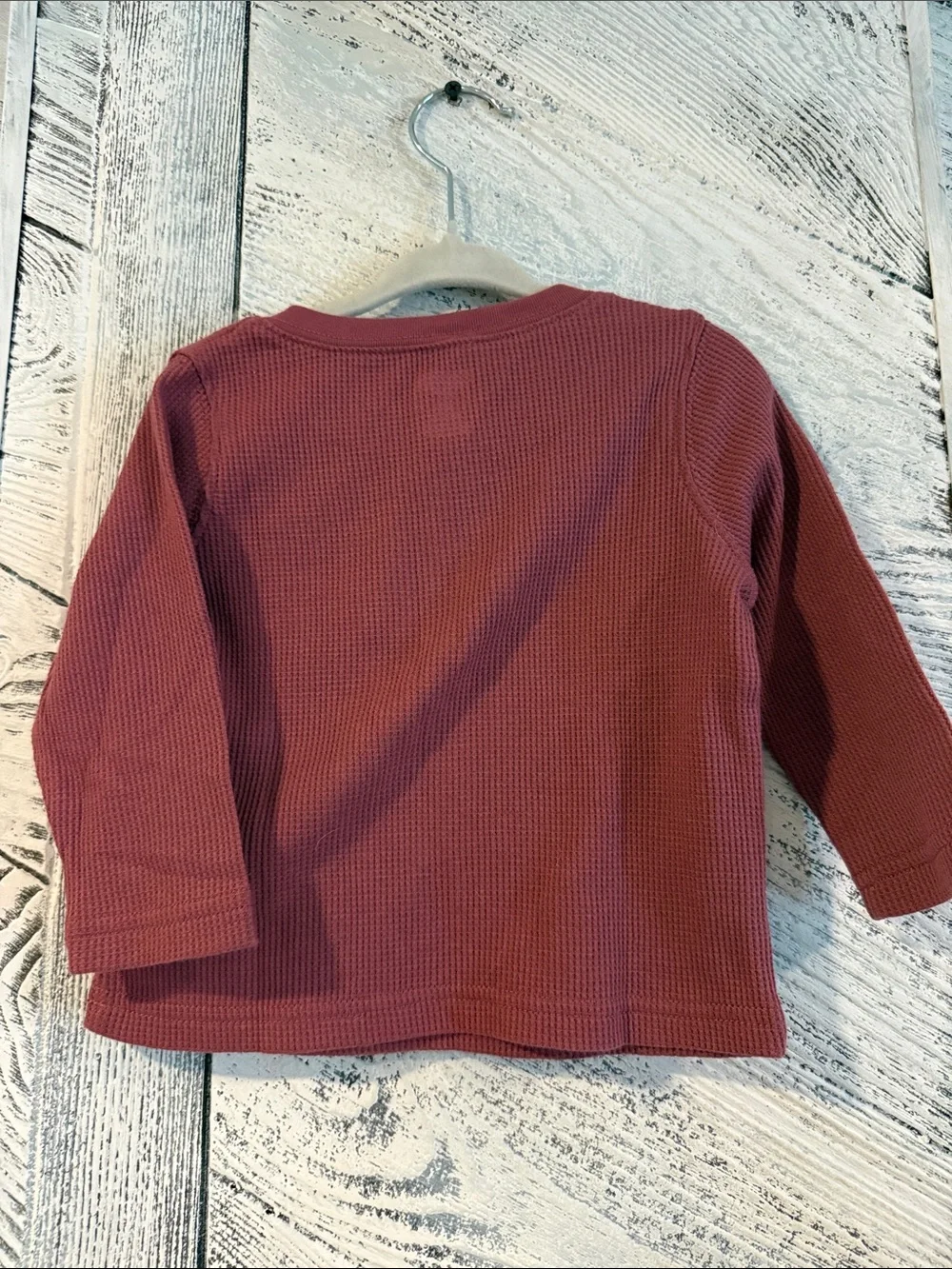 OshKosh B'gosh Maroon Waffle-Knit Long Sleeve Henley