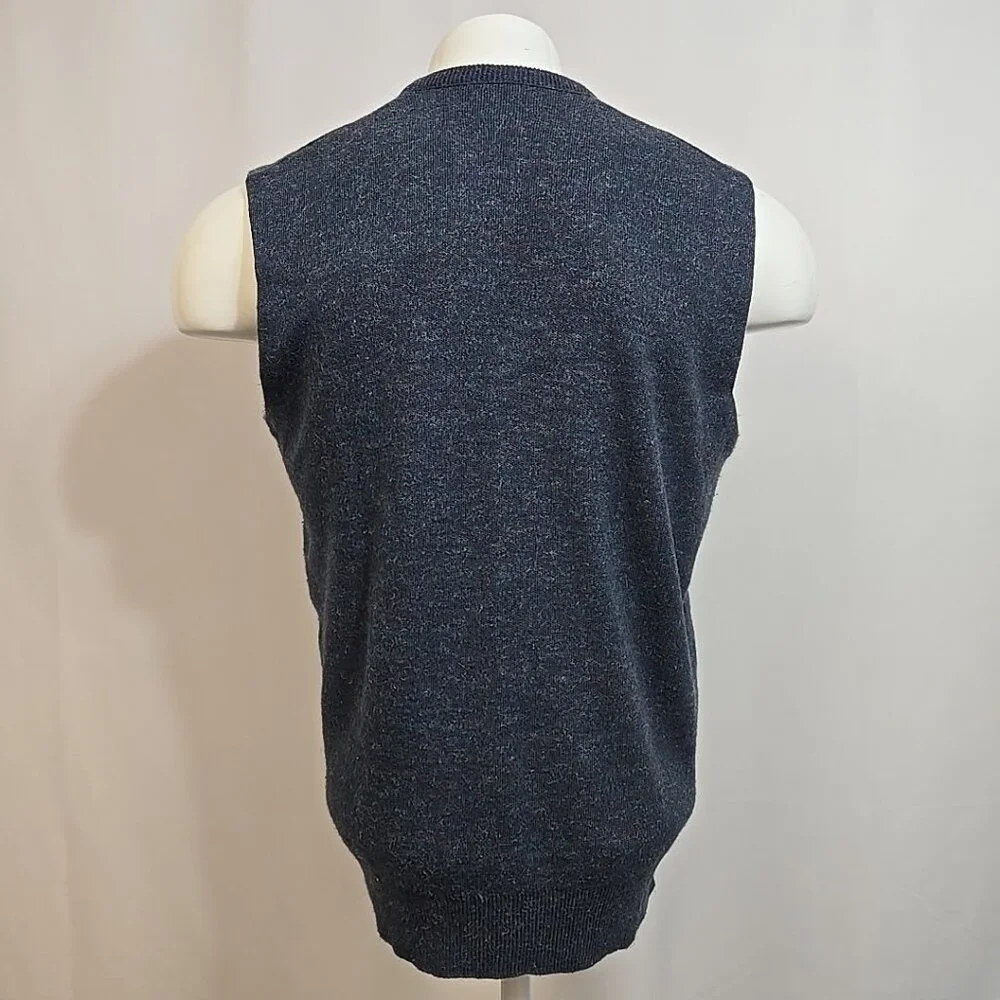 Vintage Robert Bruce Sweater Vest Large Blue V-Neck Pullover Union Made in USA