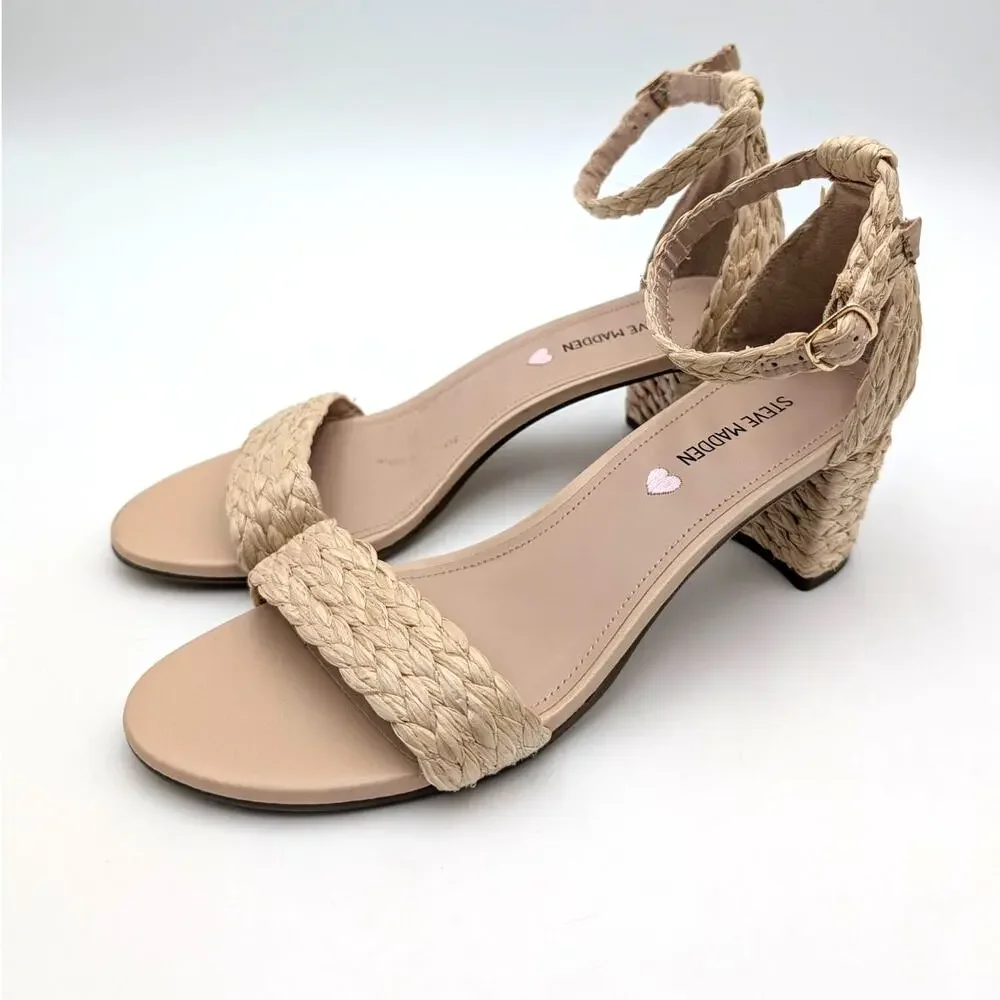 Steve Madden Carrson Ankle Strap Sandals Girls' Natural Size US7M