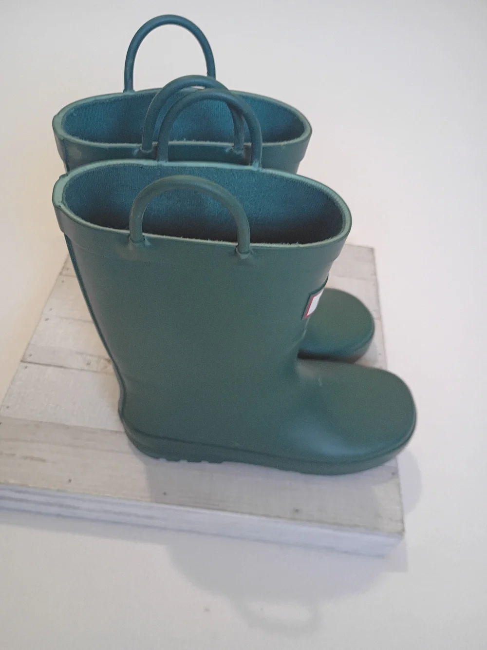Kids My Soft Size 2 Waterproof Green Rain Boots with Easy Pull Handles