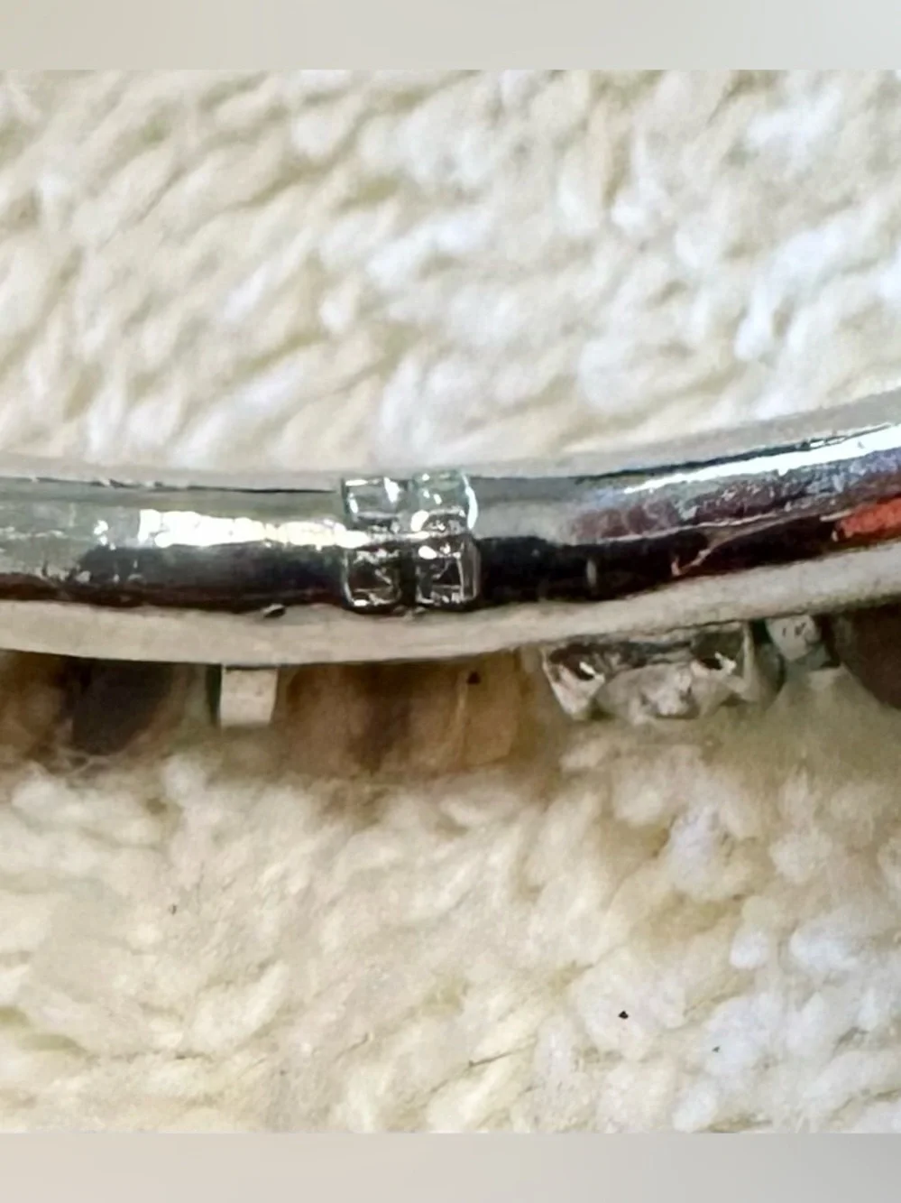 Authentic Givenchy 925 Silver Wood Bead Rhinestone Half Hoop Earrings Y2K