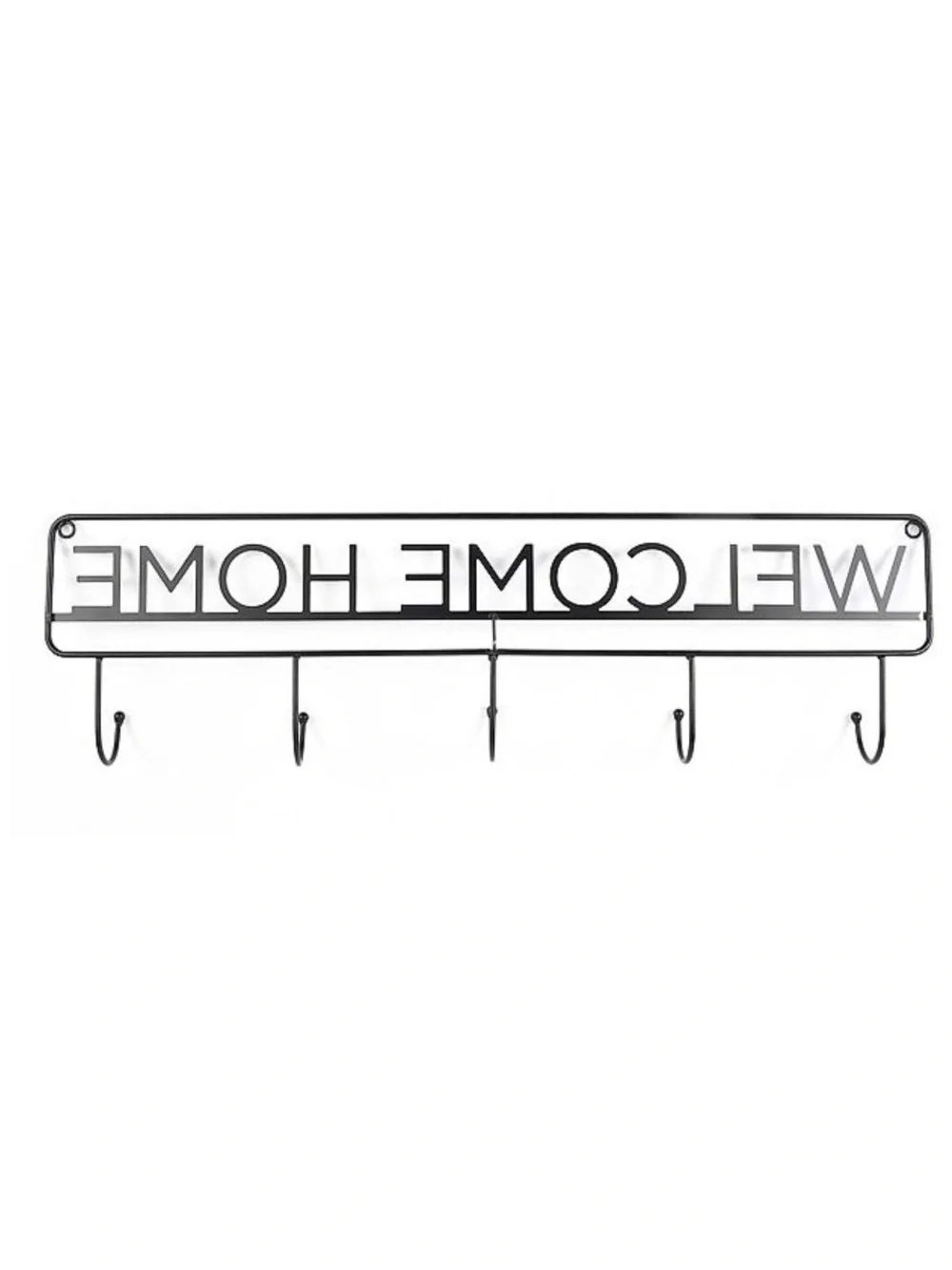 Welcome Home Wall Hook Rack - Black Metal Coat and Key Organizer