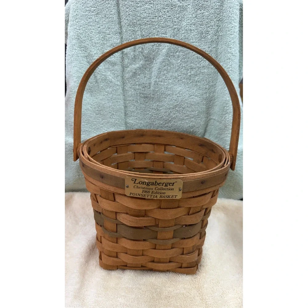 Longaberger Christmas Collection 1988 Edition Poinsettia Basket Handwoven USA