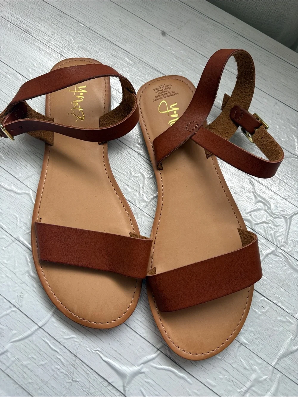 Brown Leather Ankle-Strap Women's Sandals