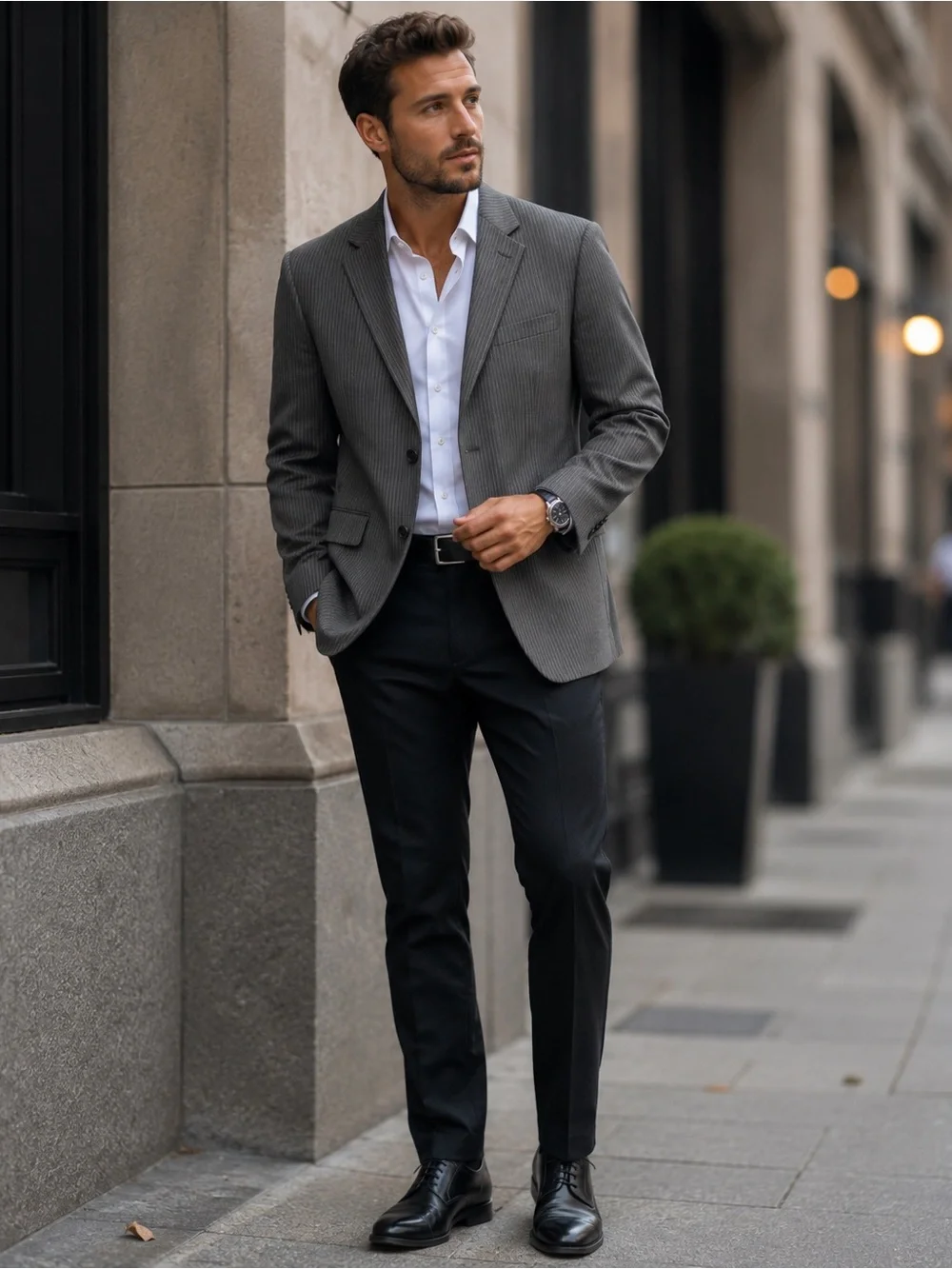 Banana Republic Men's Gray Pinstripe Tailored Slim Fit Blazer 42R
