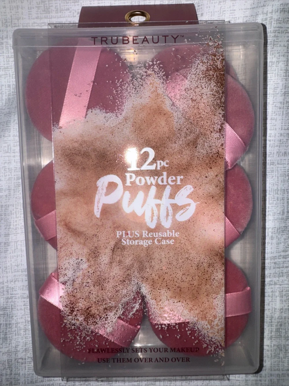 12pc Powder Puffs - Pink Reusable Makeup Sponges Case