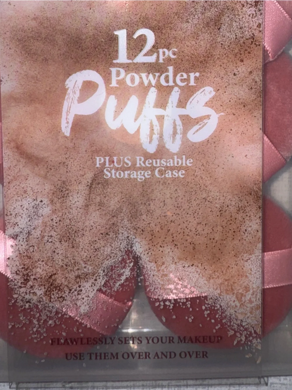 12pc Powder Puffs - Pink Reusable Makeup Sponges Case