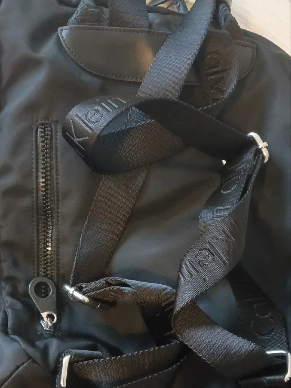 Calvin Klein Black Nylon Convertible Backpack Tote