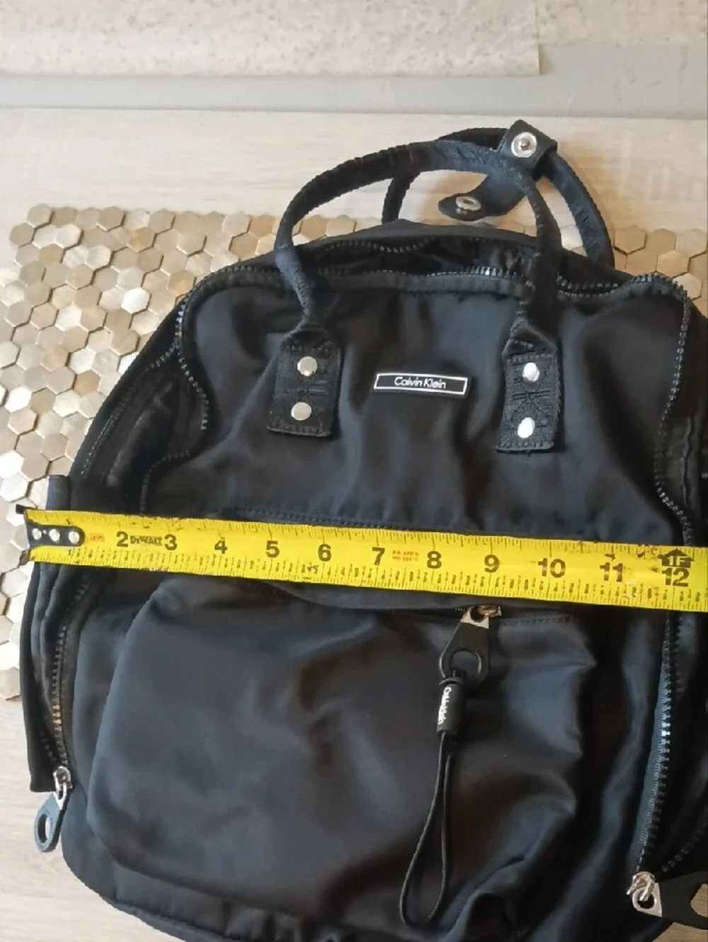 Calvin Klein Black Nylon Convertible Backpack Tote