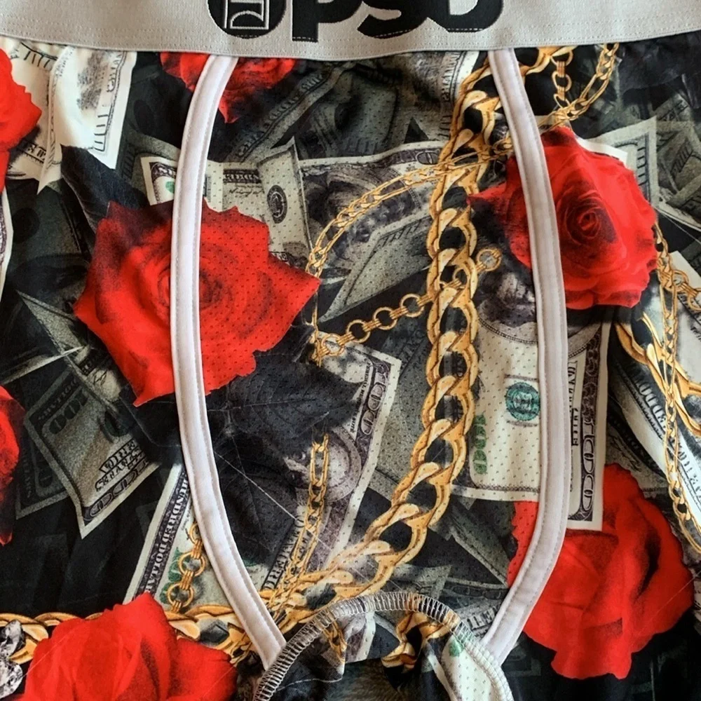 PSD Men’s Cash money gold chain diamond rose print Underwear XL rich wealthy