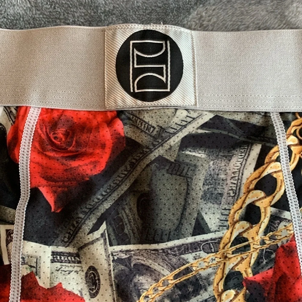 PSD Men’s Cash money gold chain diamond rose print Underwear XL rich wealthy