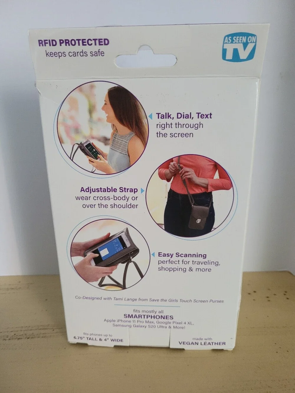 Touch Screen Crossbody Purse - Gray with Clear Window RFID Protected