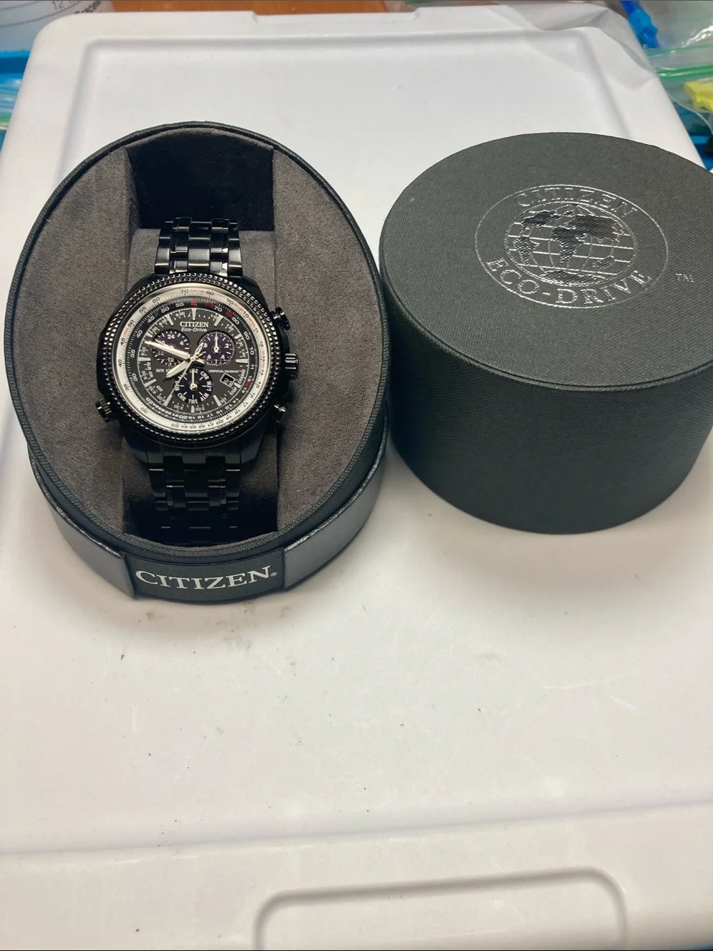 Citizen eco drive E820-S078423, Black Stainless Steel Multi-Function watch