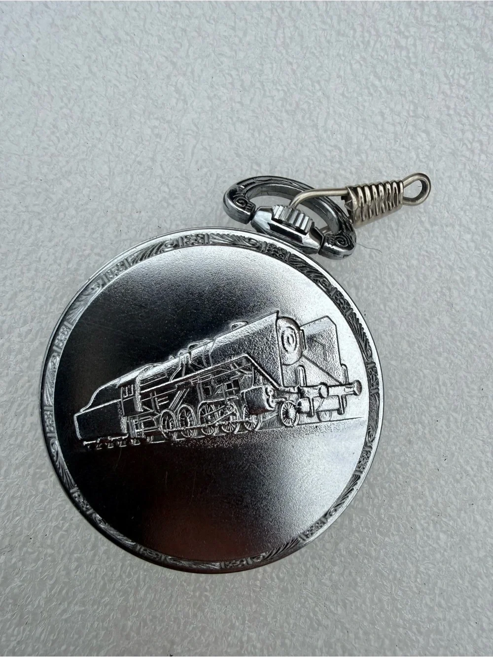 Marcel Silver-Tone Railroad Pocket Watch - White Dial