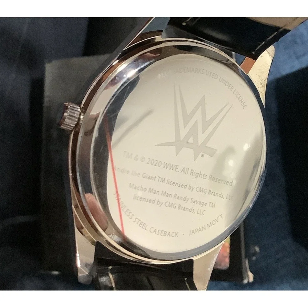 WWE Andre The Giant Watch Men's Size Black Leather Band Game Time New