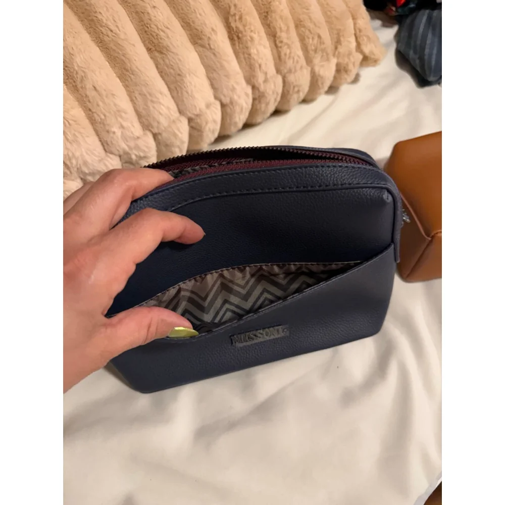 NWOT Missoni Pouch/Wristlet Interior Multicolored Chevron Pattern,Navy Blue