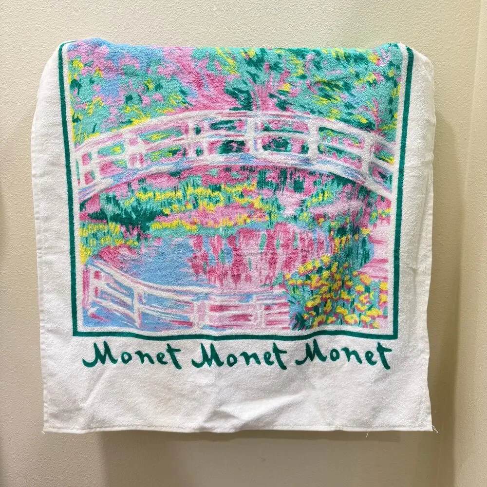 Vintage Hilasal Monet Water Lilies Japanese Bridge Cotton Decorative Bath Towel