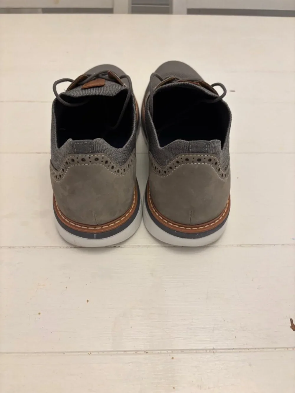 Johnston & Murphy XC4 Gray Knit Wingtip Oxford Shoes Mens 9.5 TruFoam