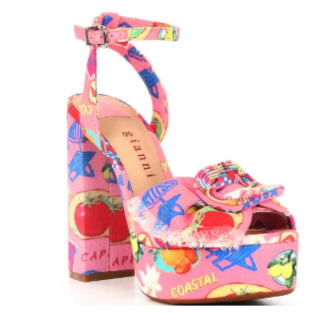 Gianni Bini Pink Multicolor Platform Shoes