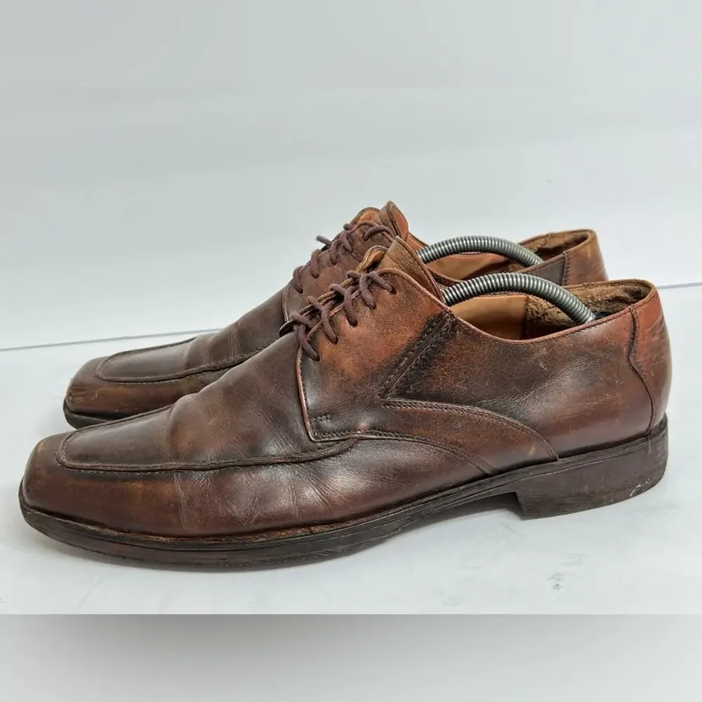 LLOYD Leather Shoes Brown Square Toe Vintage Derby German Old Money Luxury 10.5