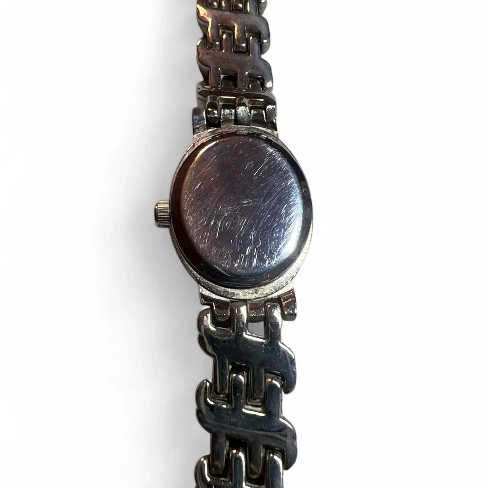Da Vanci‎ Vintage Quartz Mother Pearl Silver Tone Bracelet Watch Japan NEW BATT