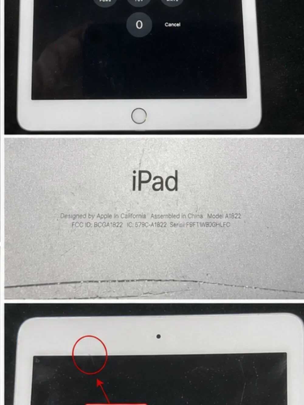 Apple iPad 5th Gen 9.7” A1822 WiFi Silver Password Locked – For Parts/Repair