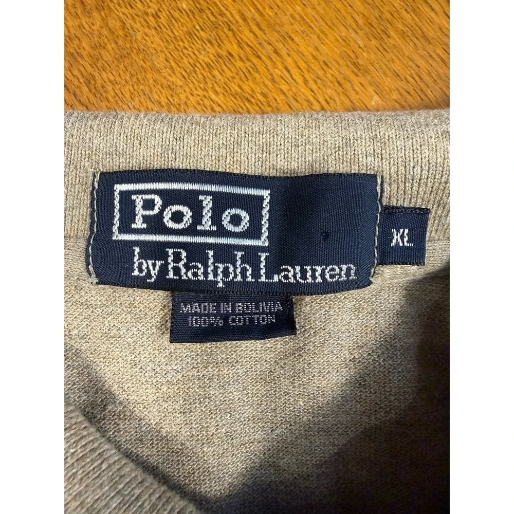 VTG Polo Ralph Lauren Polo Shirt XL Brown Heather‎ Green Pony Golf Short Sleeve