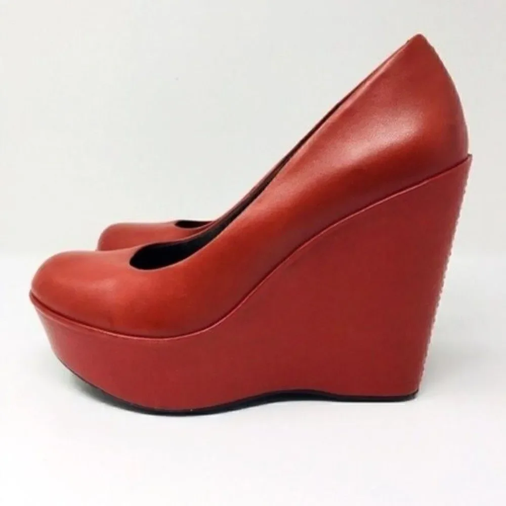 Kork east closed toe platform wedges light chestnut leather BoxG