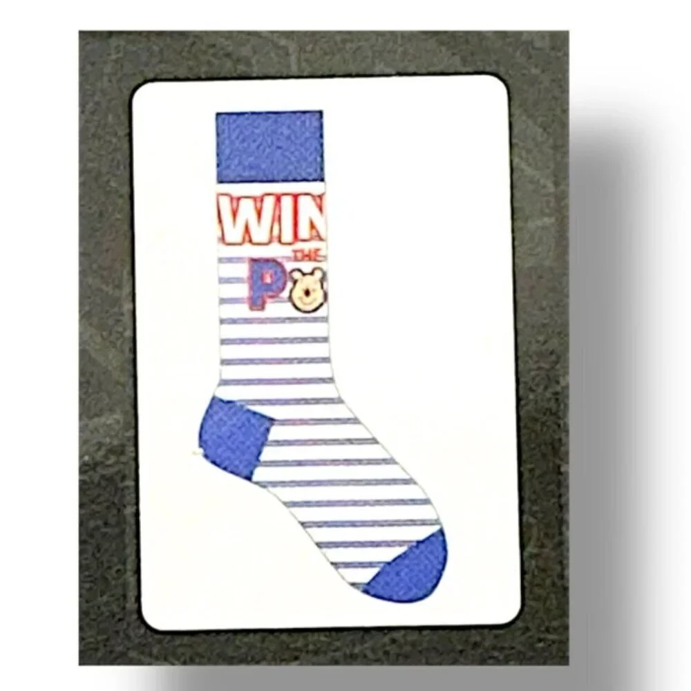 Winnie Pooh Crew Socks Disney Novelty Stripe Blue White Adult Unisex Mens 9-13