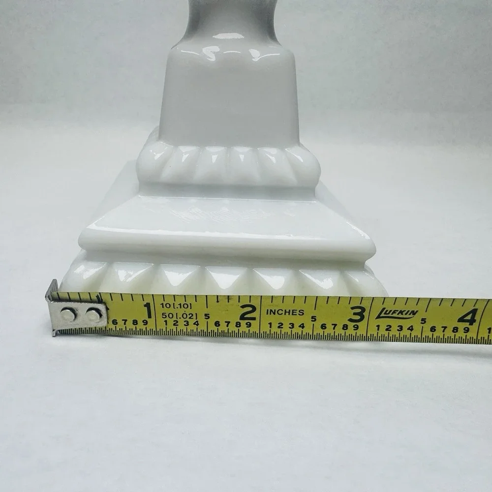 Milk Glass Candlestick Holder Square Pedestal Farmhouse Core French‎ White 4.5