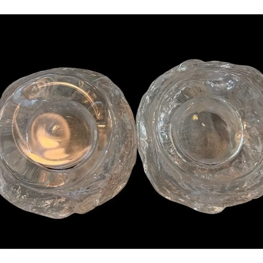 Vtg 2 Snowball Glass Votive Candle Holders Kosta Boda?