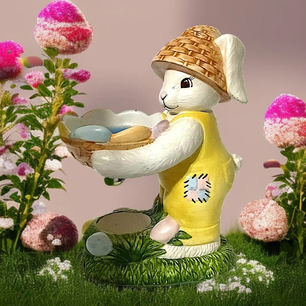 Laurie Korsgaden Easter Bunny Wax Warmer Ceramic Watercolors Springtime‎ Vintage