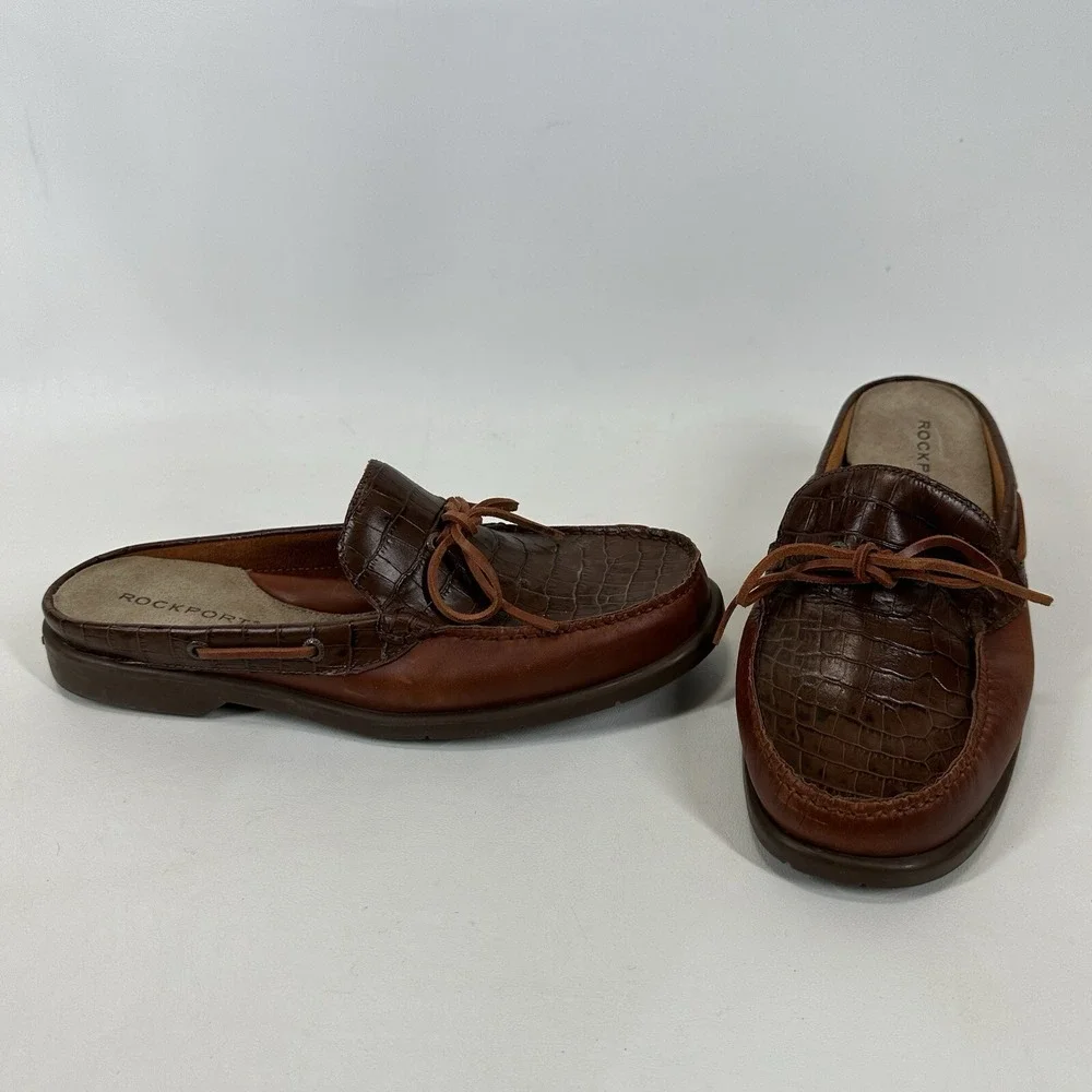 Rockport Nautical‎ Boat Slide Shoes Women's Size 9 M Brown Leather
