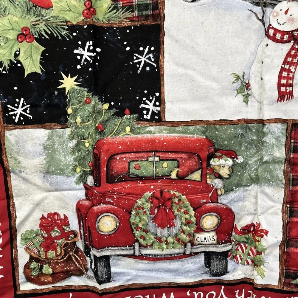 Susan Winget Cotton Quilting Fabric Panel Red Truck Holiday Christmas 35