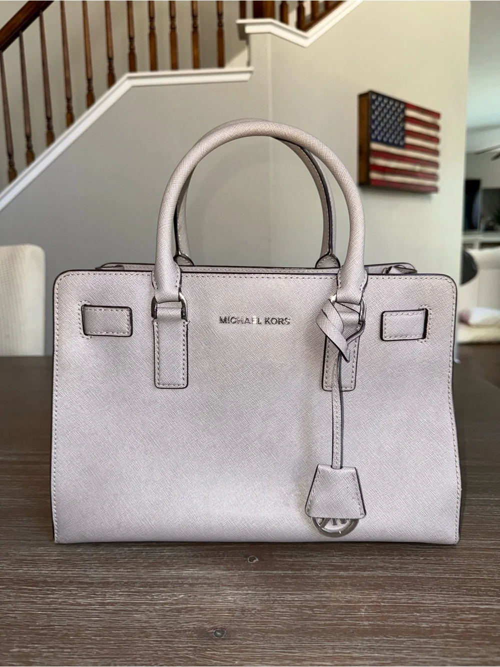 Michael Kors Women's Saffiano Leather Satchel Handbag - Grey