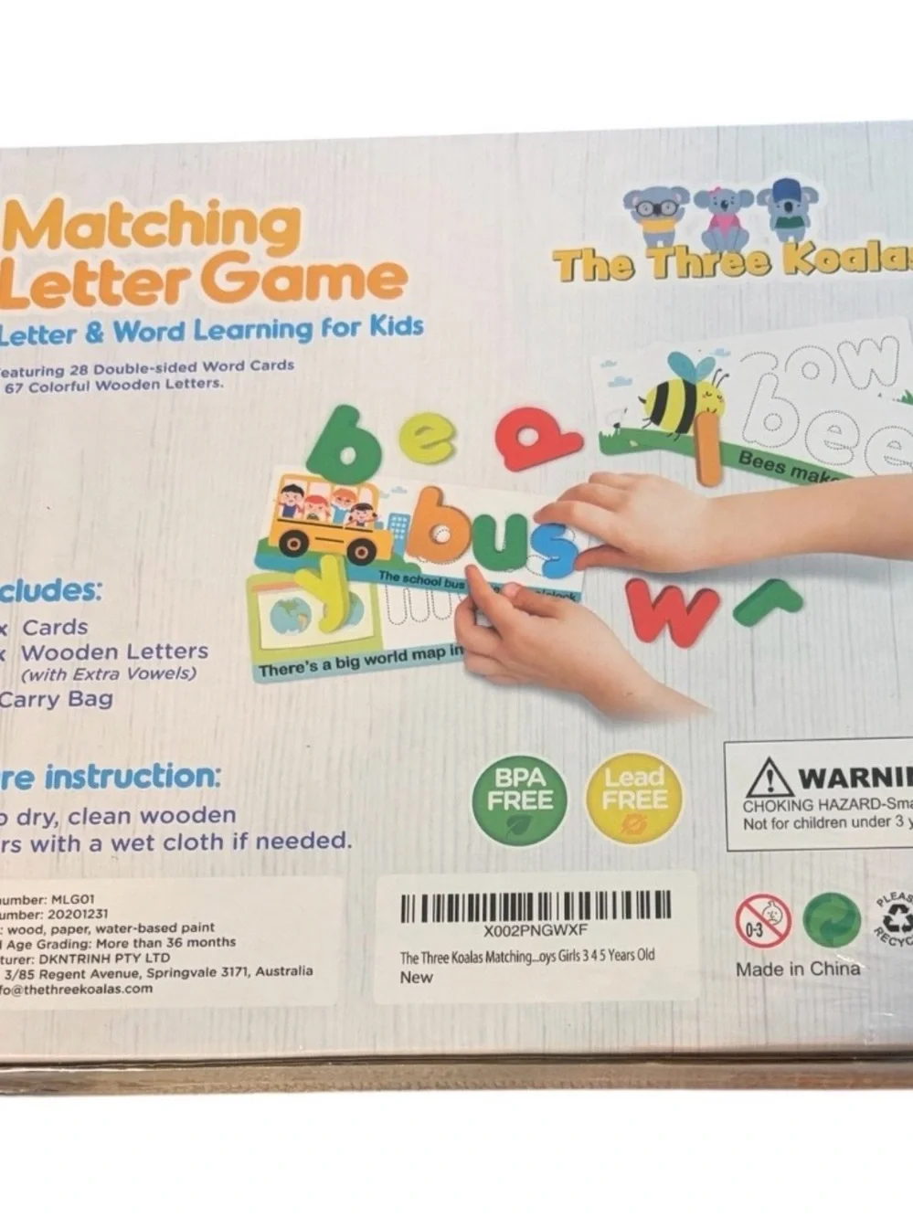 The Three Koalas matching letter
