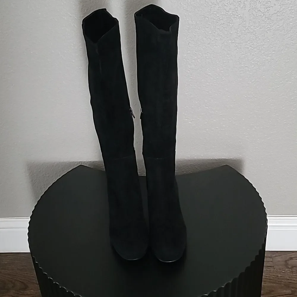 Steve Madden Marcello Black Leather Suede Platform Boots Size 9.5M