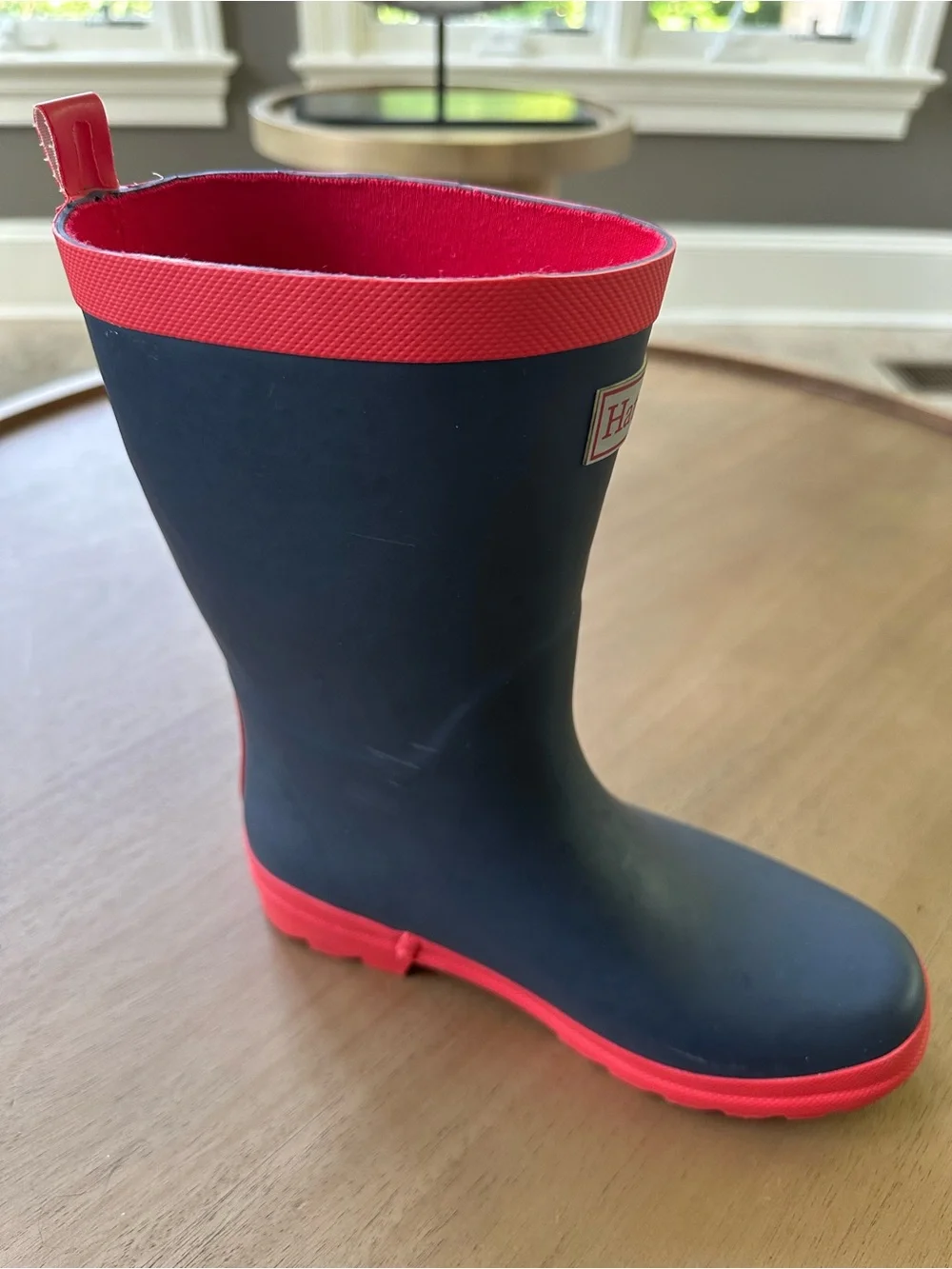Hatley Matte Rain Boots, Size 4 Big Kid, Navy & Red