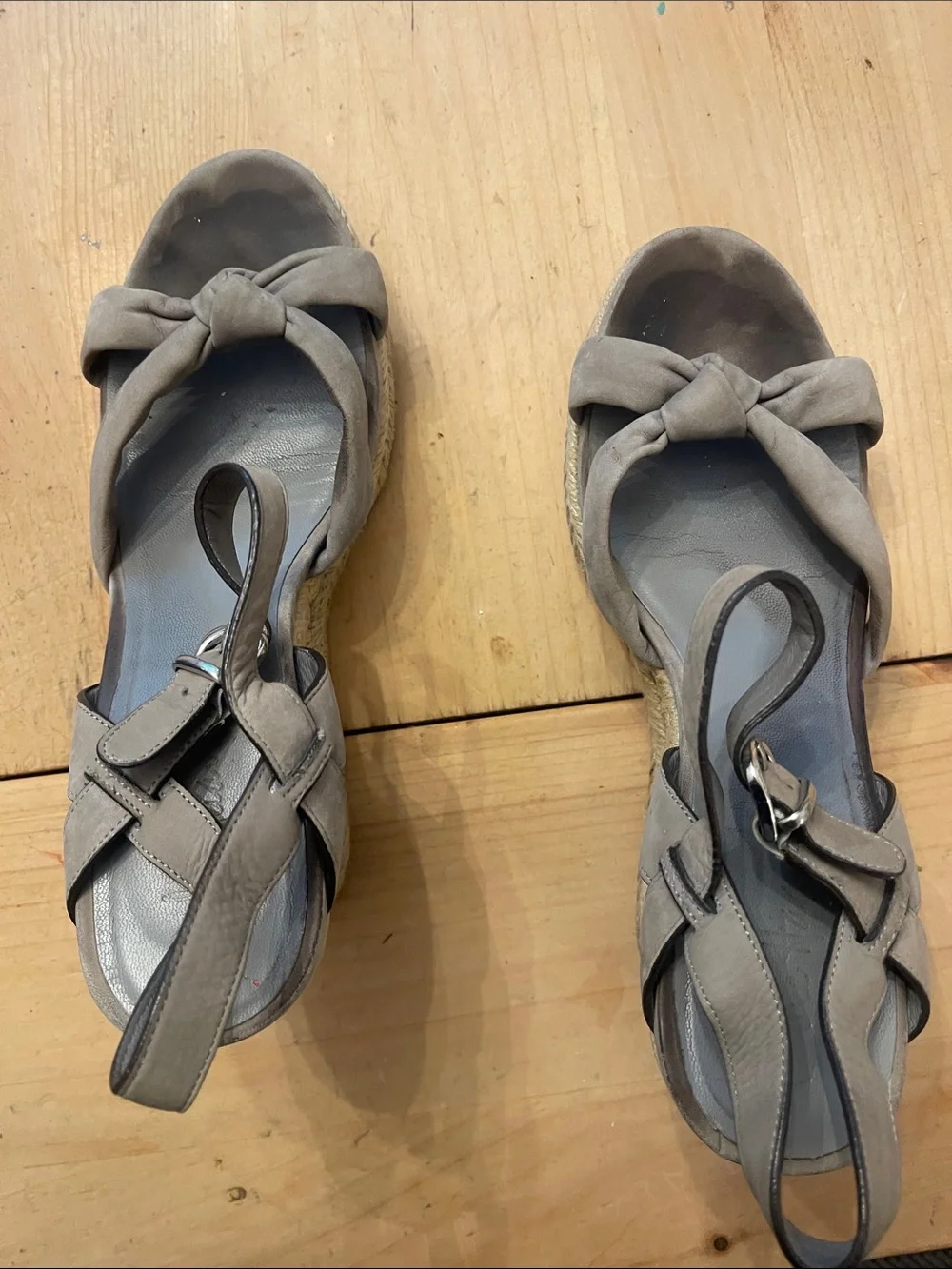Cole Haan Taupe Knot Espadrille Wedge Sandals