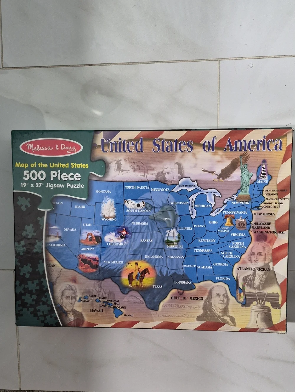 Melissa & Doug Blue United States Map 500-Piece Jigsaw Puzzle 19x27