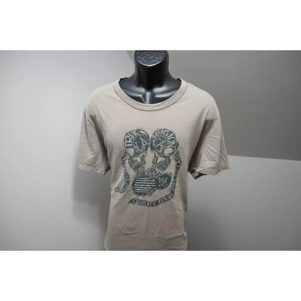 True Religion Graphic Tee Shirt‎ Gray Short Sleeve Casual Mens Size 2XL