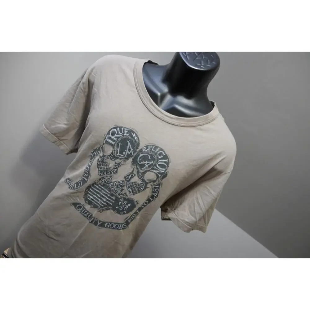 True Religion Graphic Tee Shirt‎ Gray Short Sleeve Casual Mens Size 2XL