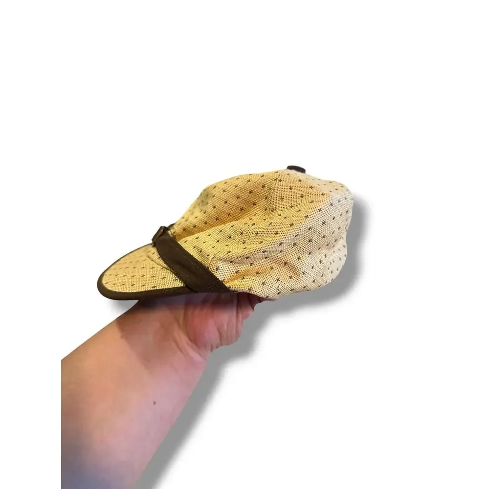 Vintage Infant Newsboy Hat Driver Cap Beige Brown Buckle Baby 6-12M Photo Prop