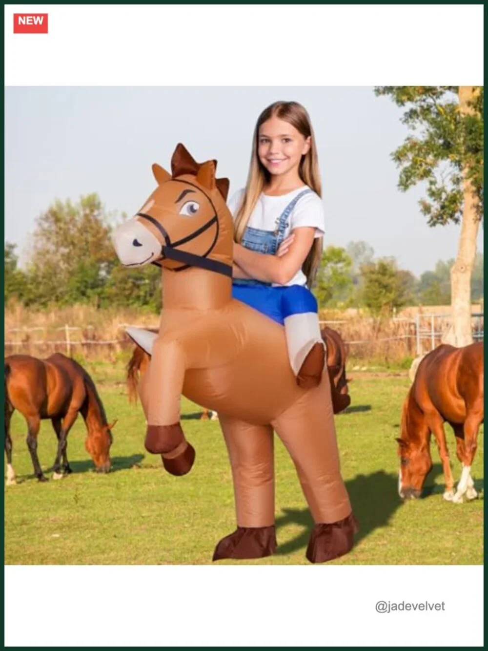 Inflatable Horse Costume for Kids Halloween Riding Cowboy Costume Funny Blow up