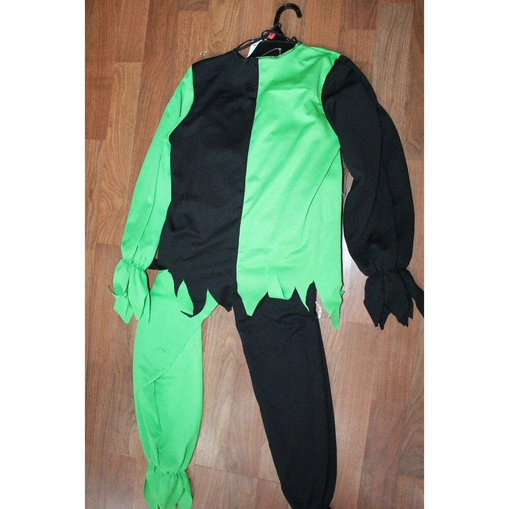 Boys LRG 10 12 Evil‎ Jester Joker Halloween Renaissance Costume Skeleton NEW